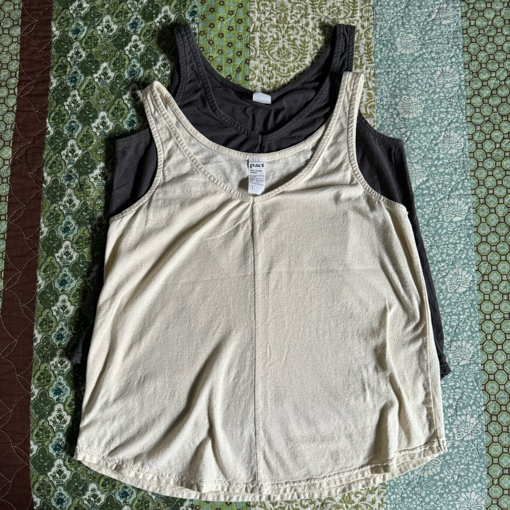 (2) PACT organic cotton and Hemp reversible tanks